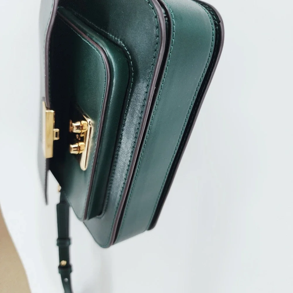 Michael Kors Sloan Editor Dark Green Leather Crossbody Bag Gold Hardware NWOT